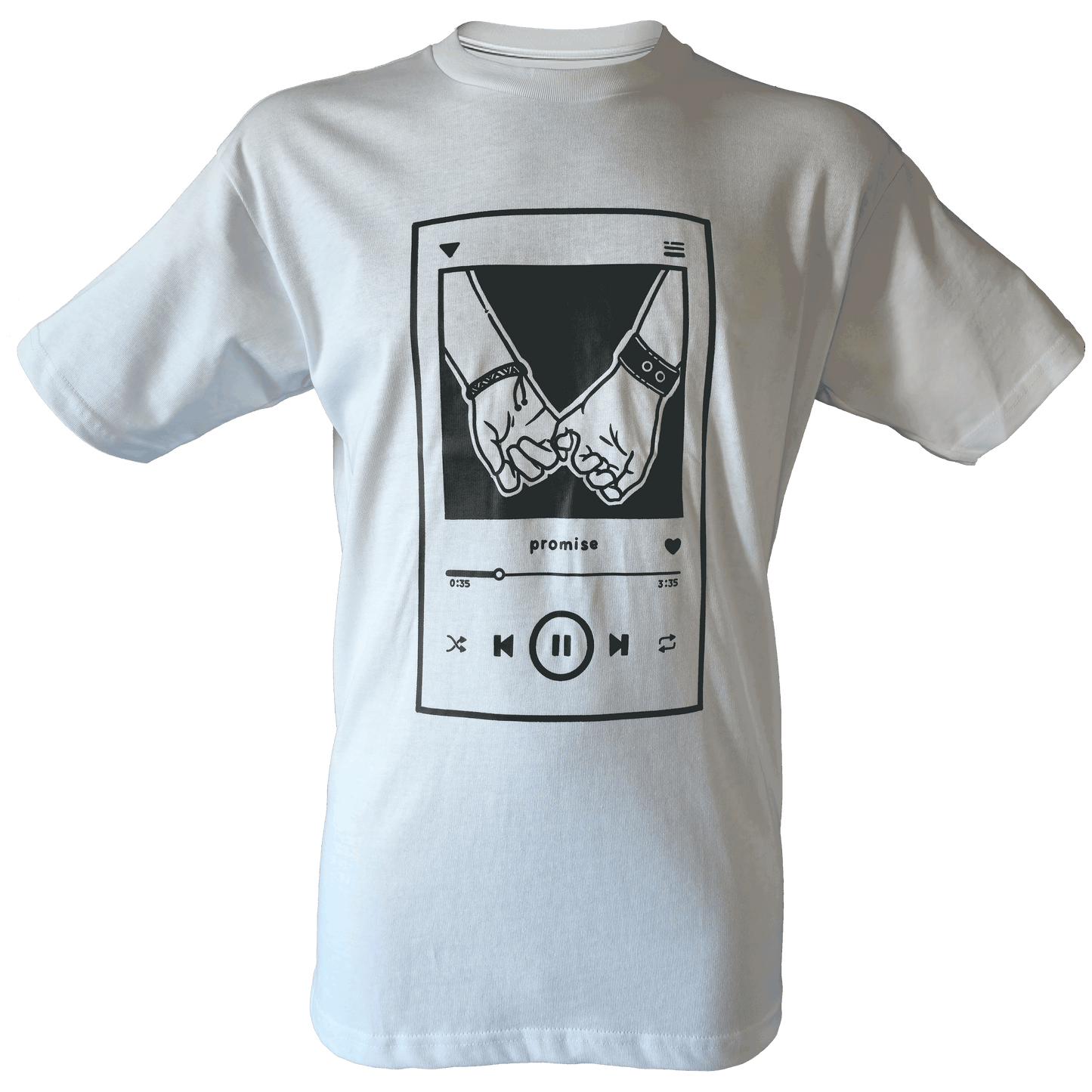 Drop Shoulder Half Sleeve - White (Music Player)